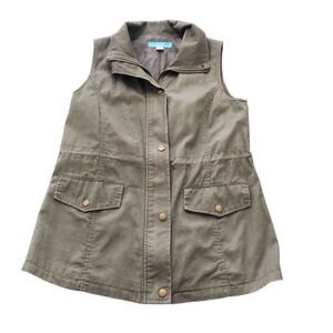 AIDA be‎ Green Small Utility Vest full zip front outdoors casual 100% cotton